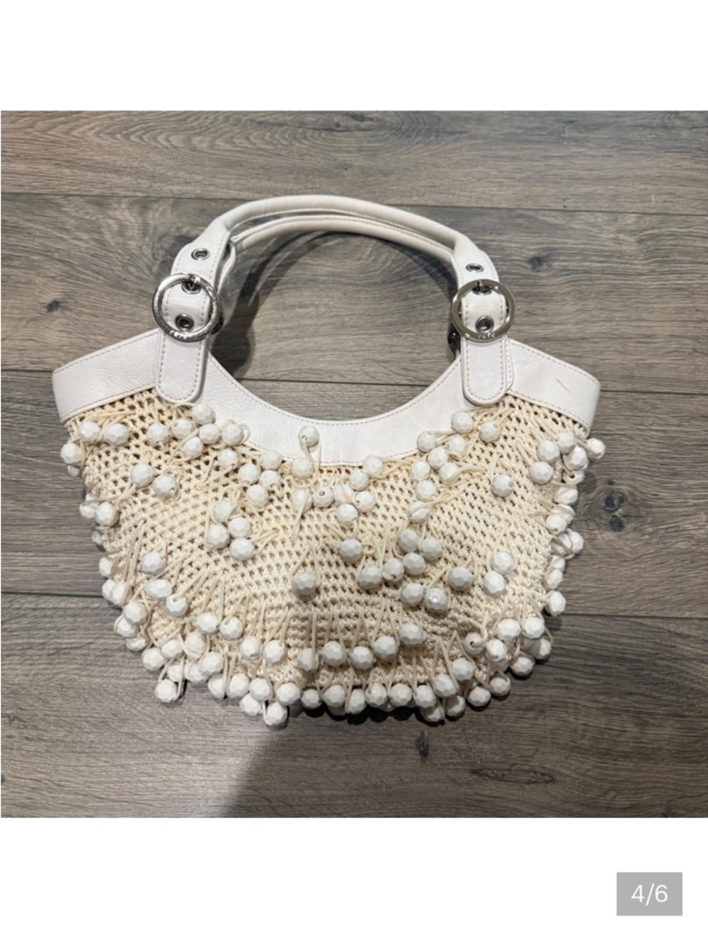 White Crochet Pom-Pom Shoulder Bag - Stylish Summer Handbag